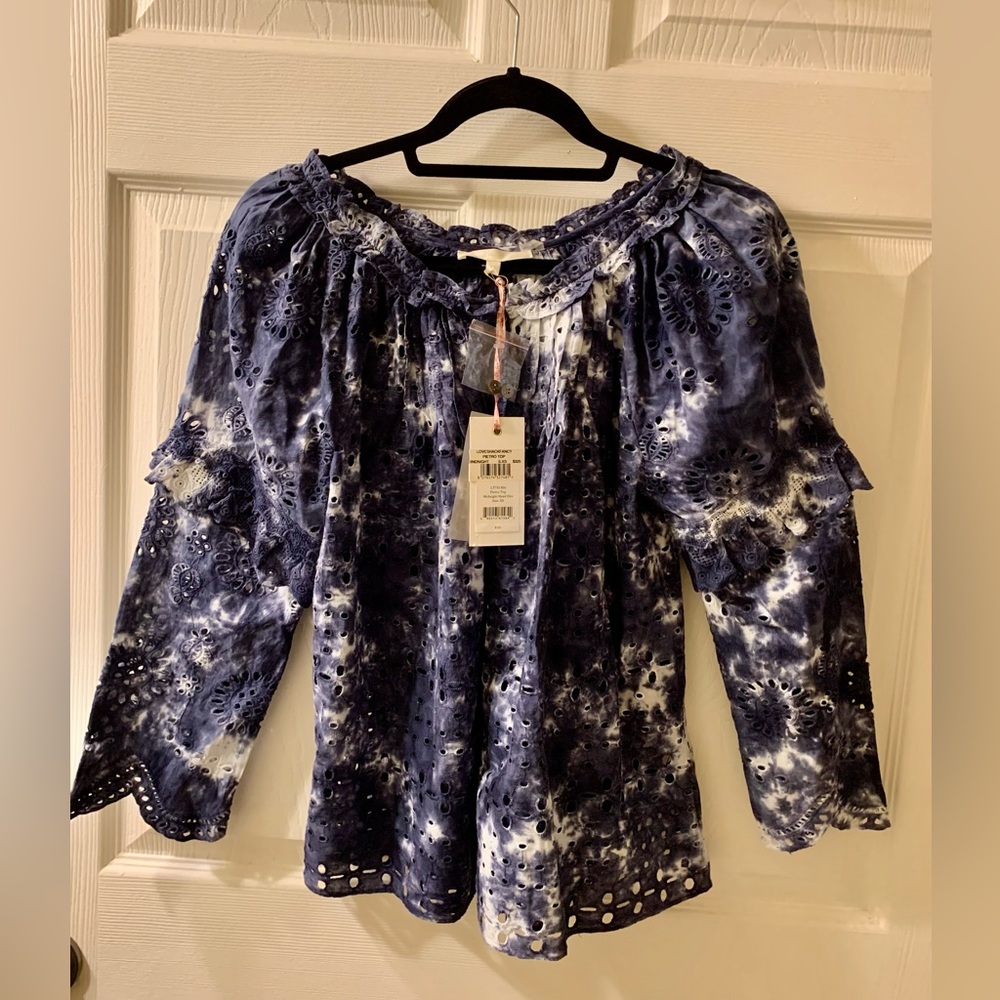 LOVE  SHACK FANCY Floral Print Off-Shoulder Blouse with Tags